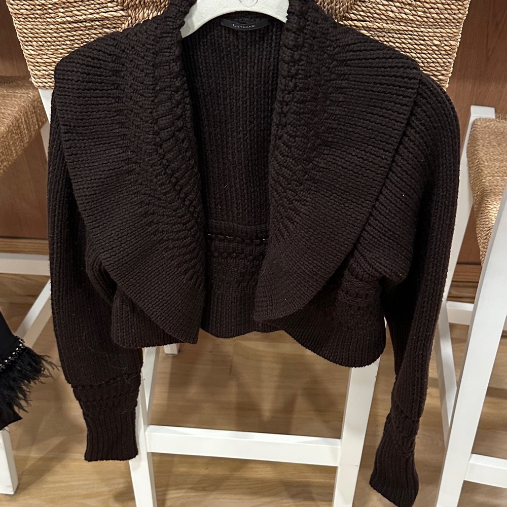 Elegant Brown Balero Women's Sweater Elie Tahari